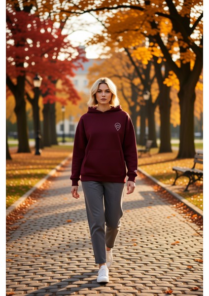 Kadın Bisiklet Yaka Düşük Kol Oversize Slogan Nakışlı Sweatshirt Fonksiyonel Dayanıklı Şık