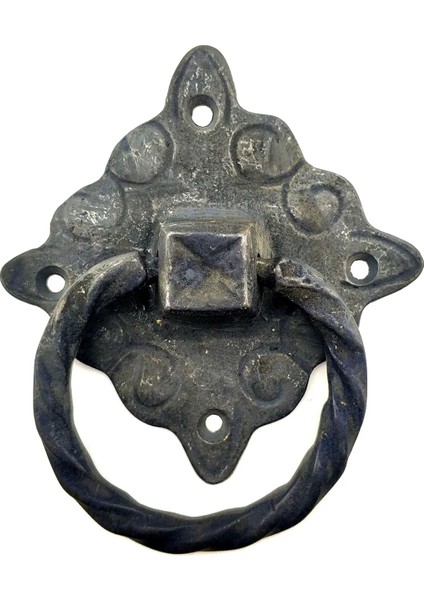 Antika Tarz Dekoratif Pirinç Mobilya Kulbu, Kapı Kilit Halkası - 94X97 Mm, Büyük, Oksit - Lisinya