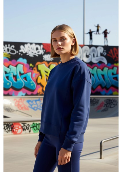 Kadın Bisiklet Yaka Düşük Kol %100 Pamuk Sweatshirt Fonksiyonel Dayanıklı Kaliteli Estetik indirimleri