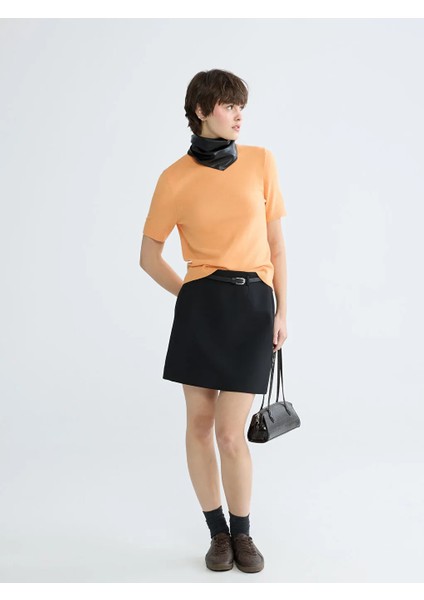 Xsıde Siyah Beli Kemerli Mini Etek fiyatları