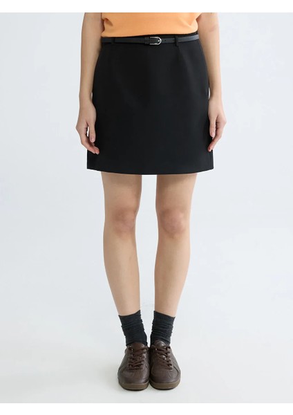Xsıde Siyah Beli Kemerli Mini Etek fırsatları