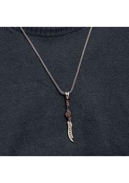 Gümüş Desenli Zülfikar Kılıcı Erkek Kolye fiyatları