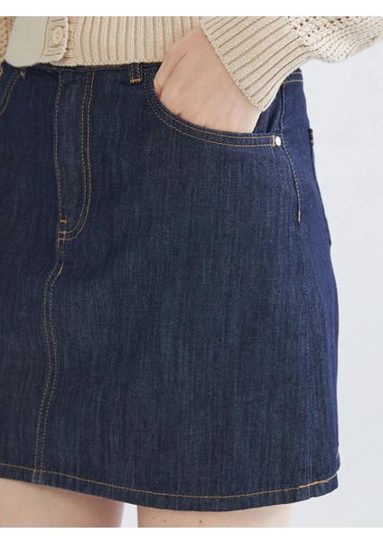 Xsıde Mavi Dar Fit Mini Jean Etek modelleri