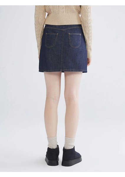 Xsıde Mavi Dar Fit Mini Jean Etek fırsatları