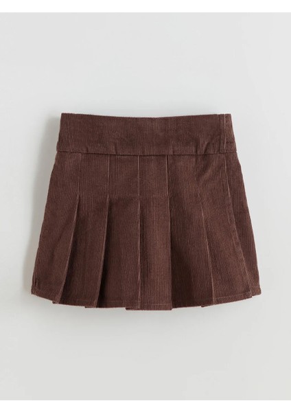 Lcw Kids Kahverengi Beli Lastikli Pileli Kadife Kız Çocuk Şort Etek fiyatları