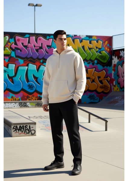 Erkek Kapüşonlu Fermuarlı Düşük Kol Uzun Kollu Kalıp Sweatshirt Fonksiyonel Dayanıklı Spor indirimleri