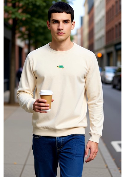 Erkek Bisiklet Yaka Standart Kol Regular Kalıp Hayvan Nakışlı Sweatshirt Fonksiyonel Rahat fiyatları