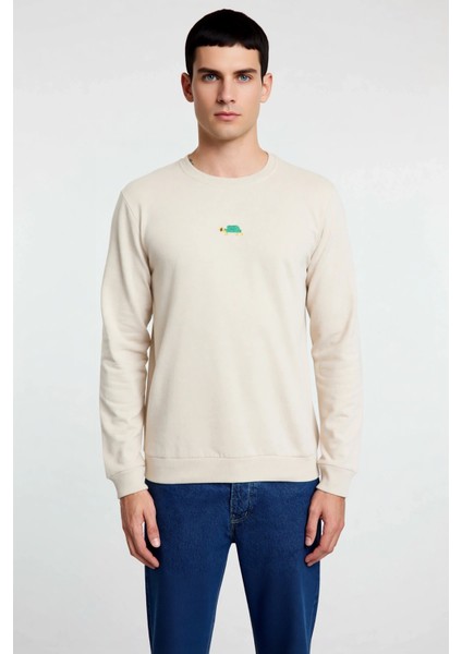 Erkek Bisiklet Yaka Standart Kol Regular Kalıp Hayvan Nakışlı Sweatshirt Fonksiyonel Rahat modelleri