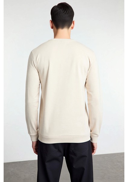 Erkek Bisiklet Yaka Standart Kol Regular Kalıp Hayvan Nakışlı Sweatshirt Fonksiyonel Rahat fırsatları