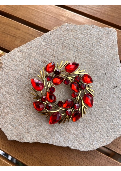 Kırmızı Taşlı Dal Broş fiyatları