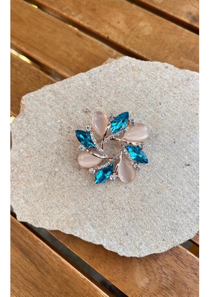Mavi Taşlı Broş