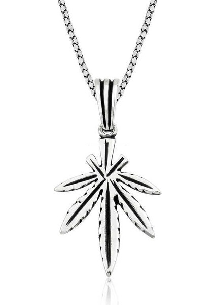 Gümüş Kenevir Yaprağı Kolye