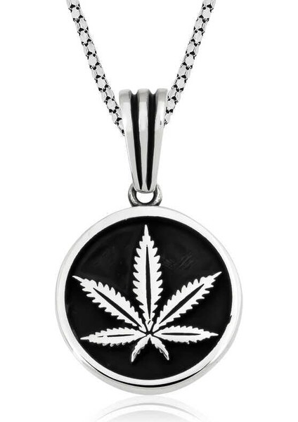 Gümüş Kenevir Yaprağı Kolye