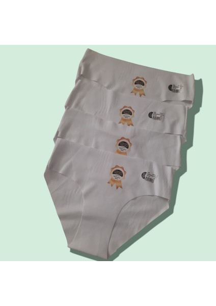 Pamuklu Lazer Görünmez Bato 4'lü Standart Beden Beyaz Külot