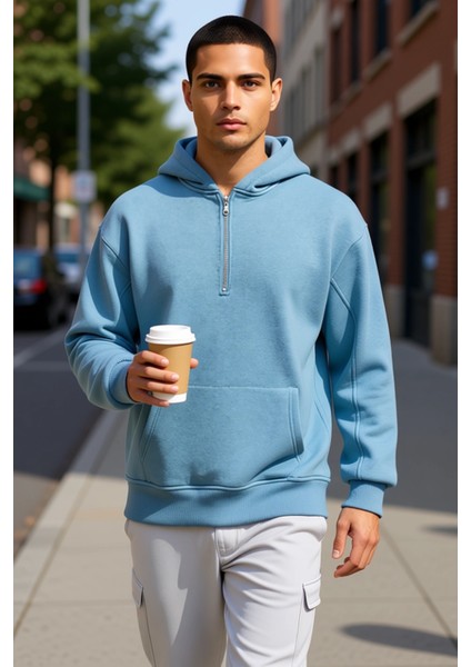 Erkek Kapüşonlu Fermuarlı Düşük Kol Uzun Kollu Kalıp Sweatshirt Fonksiyonel Dayanıklı Spor fiyatları