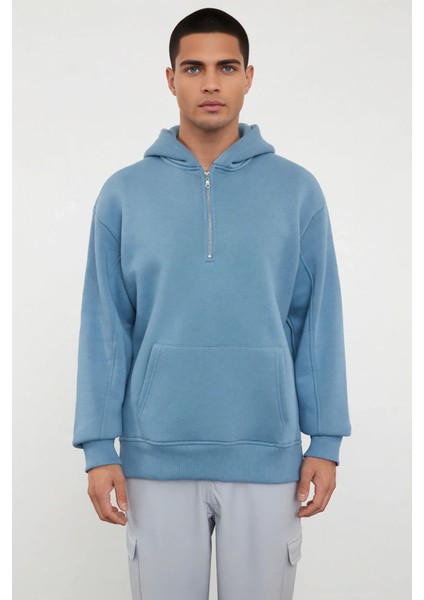 Erkek Kapüşonlu Fermuarlı Düşük Kol Uzun Kollu Kalıp Sweatshirt Fonksiyonel Dayanıklı Spor modelleri