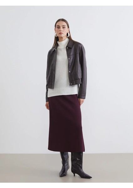 Lcwaıkıkı Classic Bordo Beli Lastikli A Kesim Triko Etek