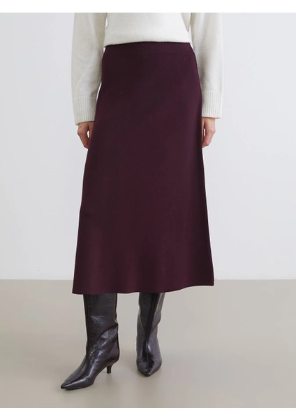 Lcwaıkıkı Classic Bordo Beli Lastikli A Kesim Triko Etek fiyatları