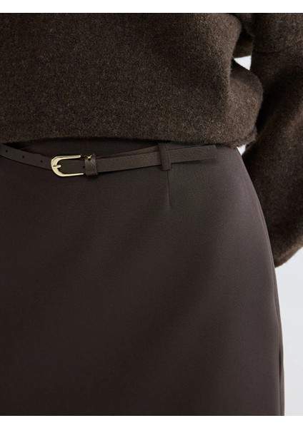 Xsıde Kahverengi Beli Kemerli Mini Etek modelleri