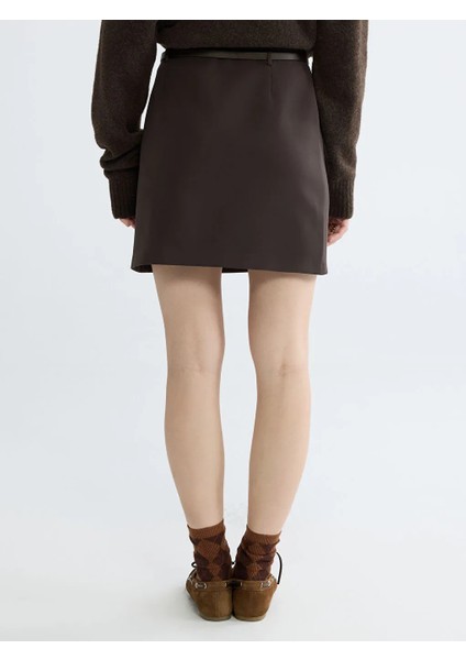 Xsıde Kahverengi Beli Kemerli Mini Etek fırsatları