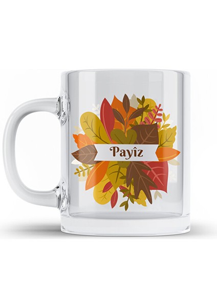 Payîz Şeffaf Camlı Kupa Bardak - Kürtçe Sonbahar Camlı Kupası