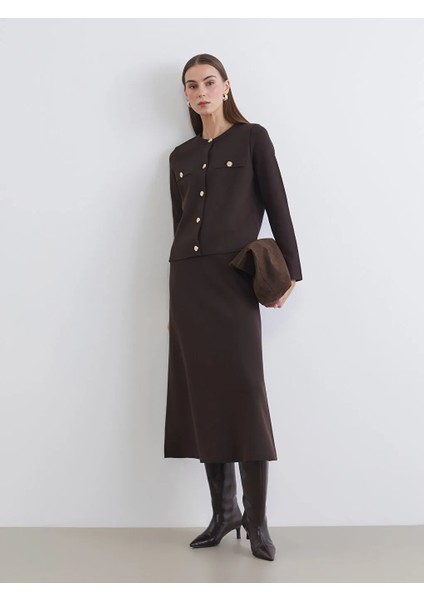 Lcwaıkıkı Classic Kahverengi Beli Lastikli A Kesim Triko Etek