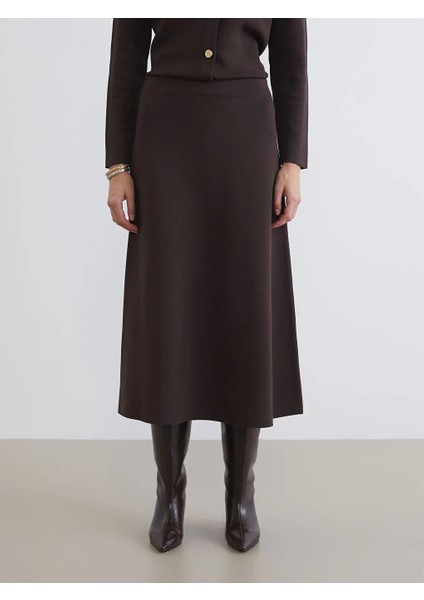 Lcwaıkıkı Classic Kahverengi Beli Lastikli A Kesim Triko Etek fiyatları