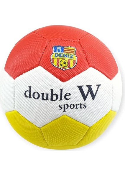 Futbol Topu Dikişli 420 gr No:5 - FB-660-SARI-KIRMIZI (Lisinya)