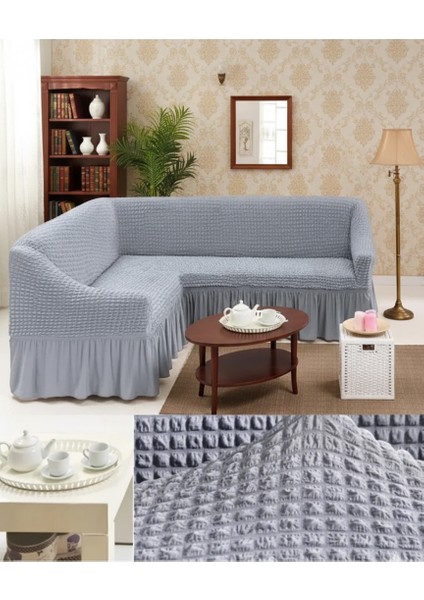 Bürümcük Etekli L Köşe Koltuk Örtüsü, Lastikli, Esnek, Standart 350CM’LI 1 Adet Kılıf