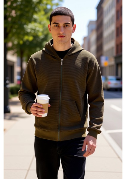 Erkek Bisiklet Yaka Standart Kol Fermuarlı Dokulu Sweatshirt Fonksiyonel Dayanıklı Estetik fiyatları