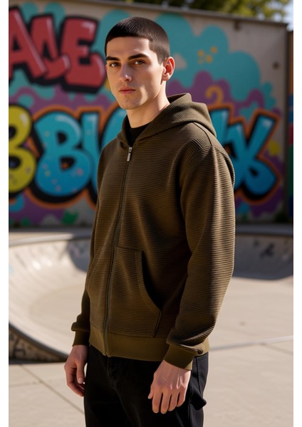 Erkek Bisiklet Yaka Standart Kol Fermuarlı Dokulu Sweatshirt Fonksiyonel Dayanıklı Estetik indirimleri