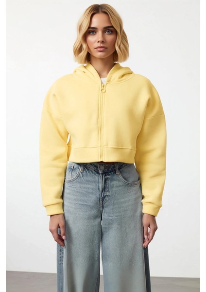 Kadın Kapüşonlu Fermuarlı Düşük Kol Örme Sweatshirt Fonksiyonel Dayanıklı Kaliteli Estetik modelleri