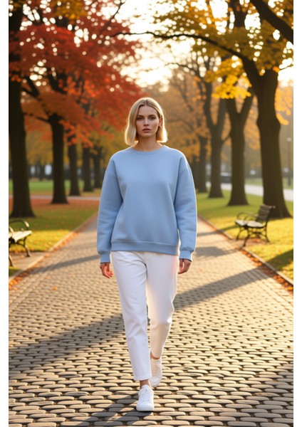 Kadın Bisiklet Yaka Düşük Kol Regular Kalıp Örme Sweatshirt Fonksiyonel Dayanıklı Kaliteli