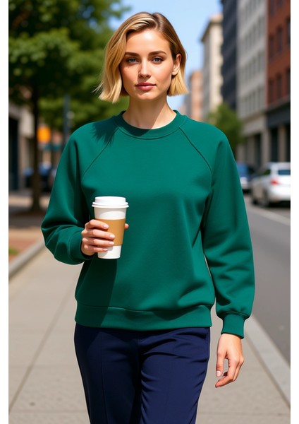 Kadın Bisiklet Yaka Reglan Kol Düz Örme Sweatshirt Fonksiyonel Dayanıklı Kaliteli Konforlu fiyatları