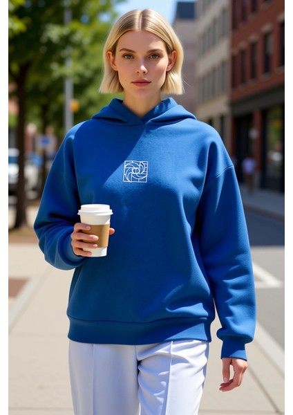 Kadın Kapüşonlu Düşük Kol Geometrik Desenli Oversize Örme Sweatshirt Fonksiyonel Dayanıklı fiyatları