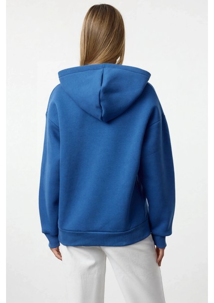 Kadın Kapüşonlu Düşük Kol Geometrik Desenli Oversize Örme Sweatshirt Fonksiyonel Dayanıklı fırsatları