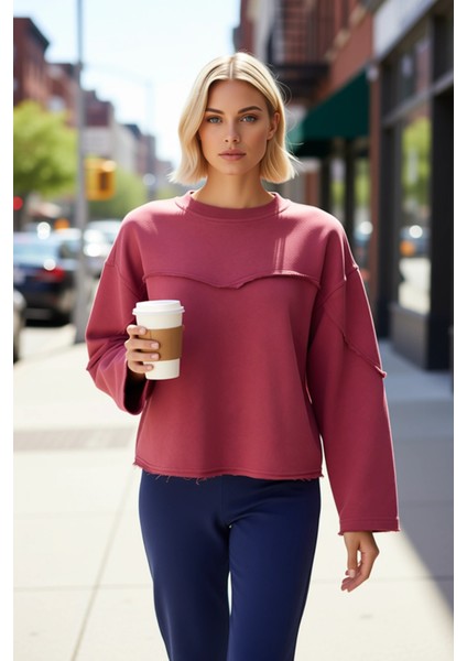 Kadın Bisiklet Yaka Düşük Kol Uzun Kollu Relaxed Örme Sweatshirt Fonksiyonel Dayanıklı Şık fiyatları