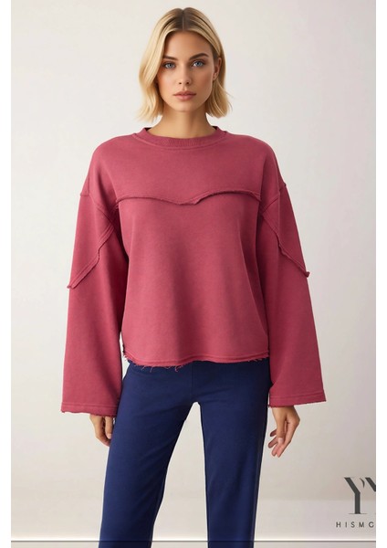 Kadın Bisiklet Yaka Düşük Kol Uzun Kollu Relaxed Örme Sweatshirt Fonksiyonel Dayanıklı Şık modelleri