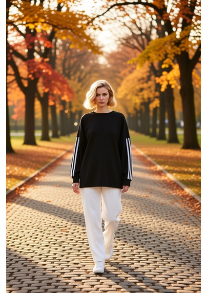 Kadın Bisiklet Yaka Düşük Kol Uzun Kollu Geniş Kalıp Sweatshirt Fonksiyonel Dayanıklı Spor