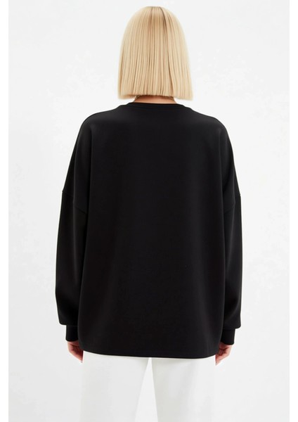 Kadın Bisiklet Yaka Düşük Kol Uzun Kollu Geniş Kalıp Sweatshirt Fonksiyonel Dayanıklı Spor fırsatları