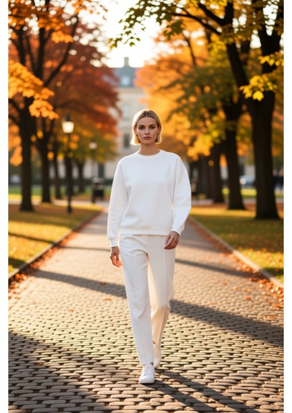 Kadın Bisiklet Yaka Düşük Kol Regular Kalıp Örme Sweatshirt Fonksiyonel Dayanıklı Kaliteli