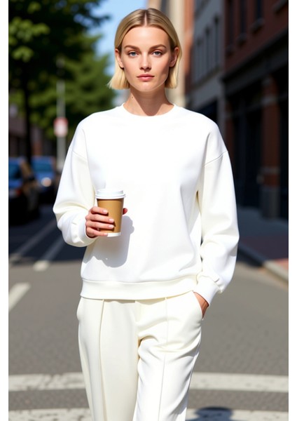 Kadın Bisiklet Yaka Düşük Kol Regular Kalıp Örme Sweatshirt Fonksiyonel Dayanıklı Kaliteli fiyatları