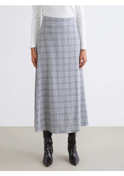 Soulife Gri Beli Lastikli Ekose A Kesim Etek fiyatları