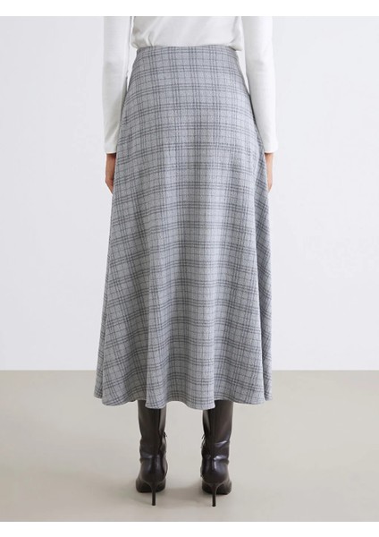 Soulife Gri Beli Lastikli Ekose A Kesim Etek fırsatları