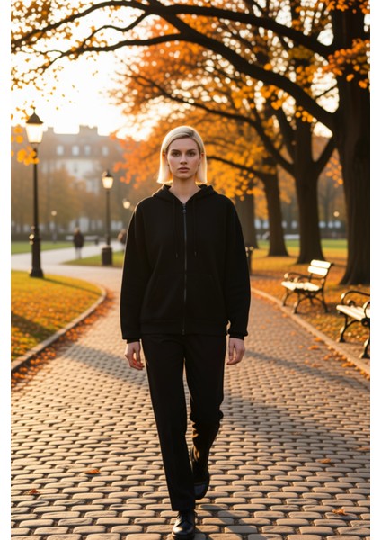 Kadın Kapüşonlu Düşük Kol Fermuarlı Sweatshirt Uzun Kollu Kalıp Fonksiyonel Dayanıklı Spor