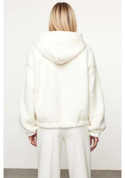 Kadın Kapüşonlu Düşük Kol Fermuarlı Peluş Kalın Örme Sweatshirt Fonksiyonel Dayanıklı Spor fırsatları