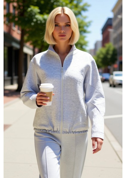 Kadın Dik Yaka Fermuarlı Düşük Kol Örme Sweatshirt Fonksiyonel Dayanıklı Kaliteli Konforlu fiyatları