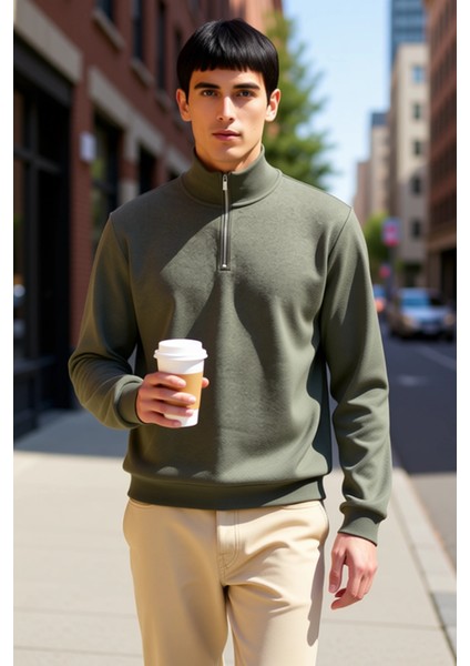 Erkek Dik Yaka Standart Kol Regular Kalıp Sweatshirt Fonksiyonel Dayanıklı Kaliteli Modern fiyatları