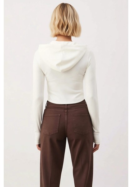 Kadın Kapüşonlu Standart Kol Fermuarlı Örme Sweatshirt Fonksiyonel Dayanıklı Kaliteli Spor fırsatları