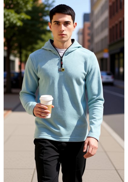 Erkek Kapüşonlu Standart Kol Polar Fermuarlı Sweatshirt Fonksiyonel Dayanıklı Kaliteli Şık fiyatları